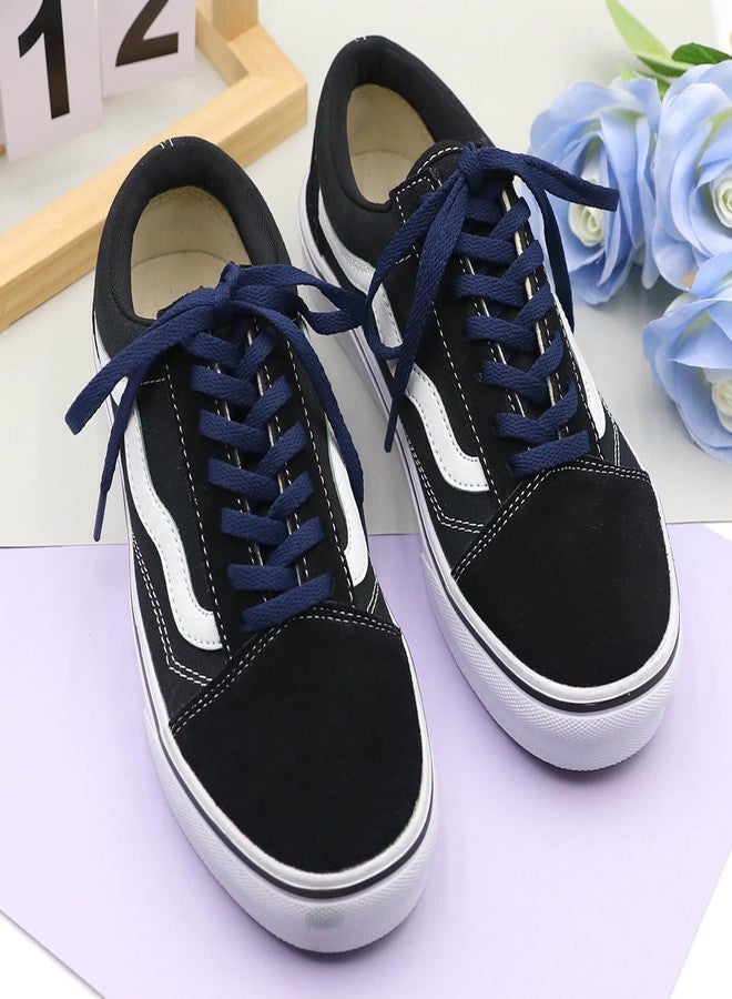 DELELE Flat Shoe Laces for Sneakers: 51 inch Navy 6/25 inch Narrow Athletic Shoelaces 2 Pair - Image 4